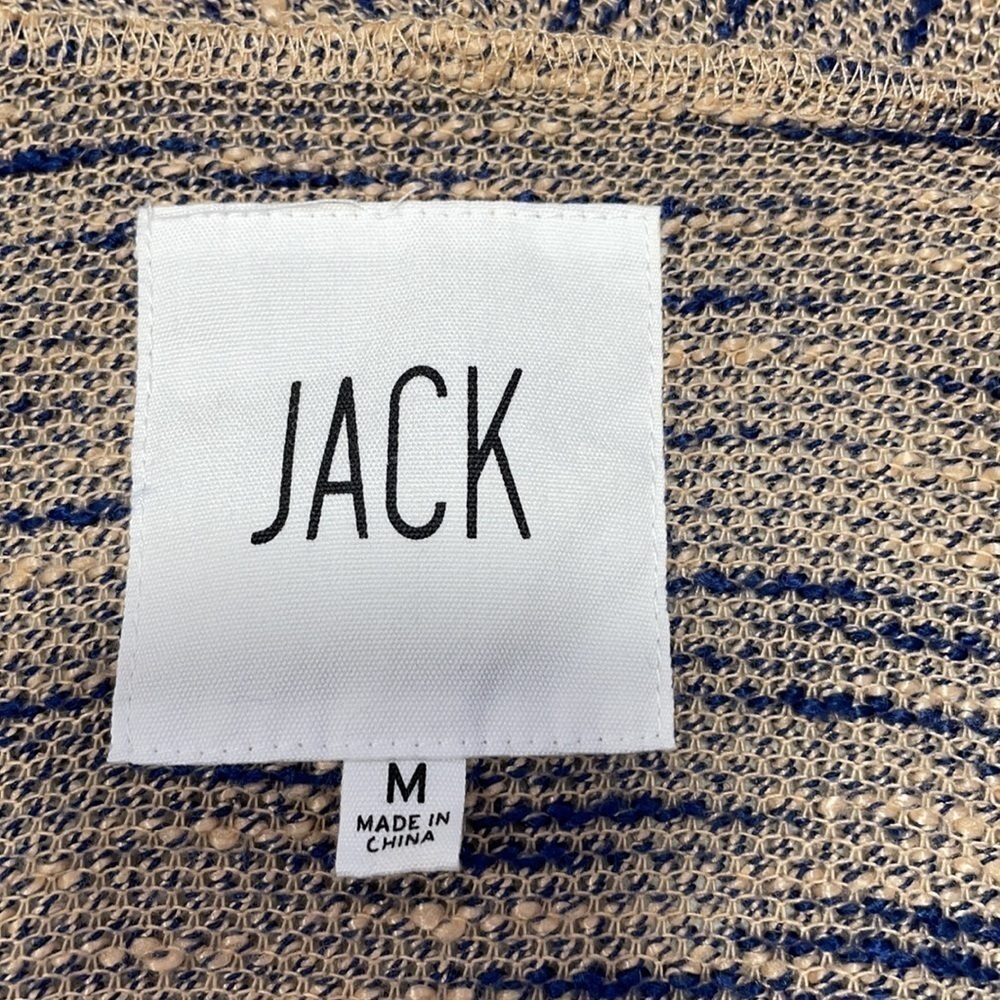 Jack BB Dakota Sweater Knit Brown Blue Pockets Roll Tab Sleeve Medium - Picture 8 of 11